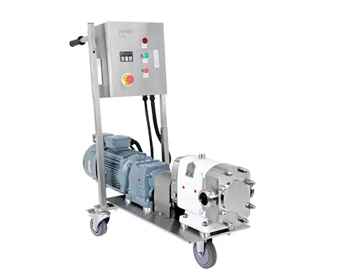 DONJOY lobe pump with hopper for non-flowing material